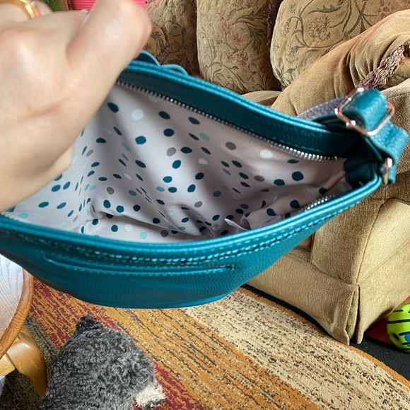 Thirty-One Jewel Crossbody Bag/Tote - Faux Leather Pebble.  Green/Blue. New!!!!! - Picture 5 of 11